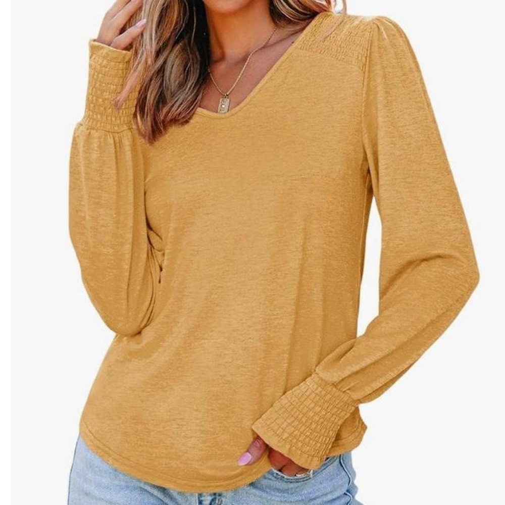 Dokotoo Women's Casual Long Sleeve Shirts Solid Color Knit Top Blouse